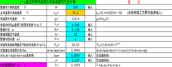 通過控制保溫層外表面溫度的計(jì)算方法